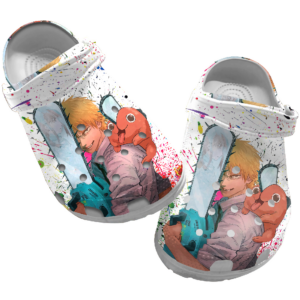 Retro Chainsaw Man anime crocs